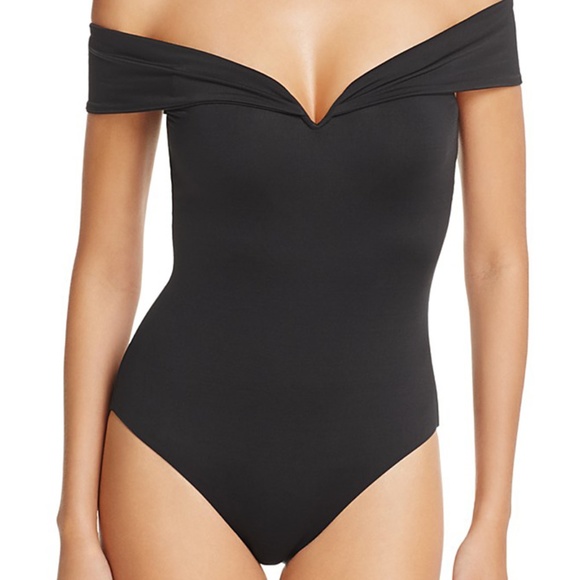 black off the shoulder bathing suit